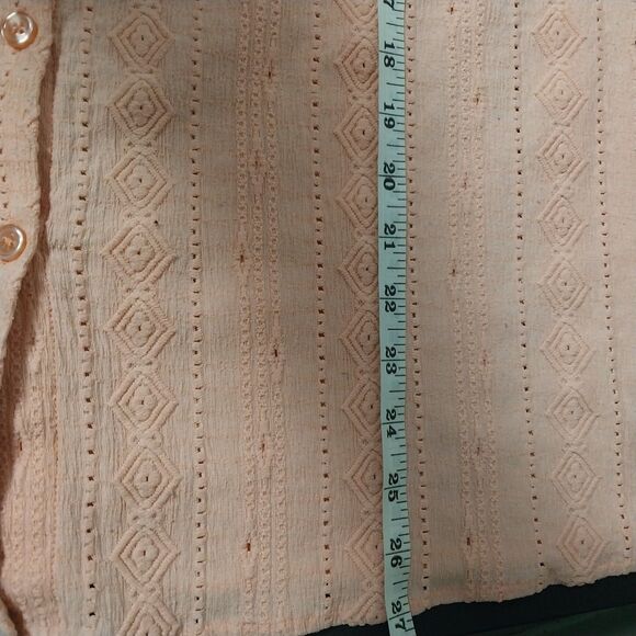 Sabrina Lauren top Womens 3X powder pink eyelet short sleeve button front pleats - Picture 6 of 6